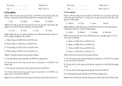 Bộ đề kiểm tra 15 phút môn Vật lí Lớp 6